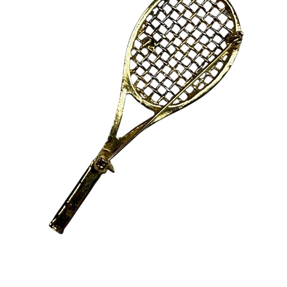 Gold and Black Tennis Racket Keychain - Picture 3 of 3